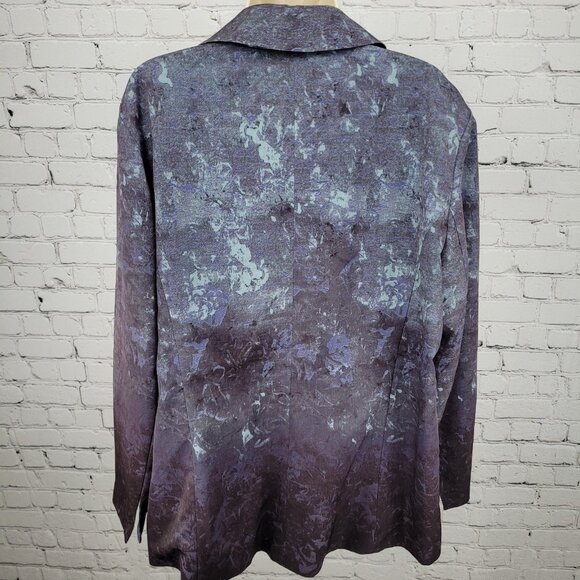 Coldwater Creek Blue & Purple Lightweight Open Notch Blazer Jacket Size 20 - Picture 2 of 13